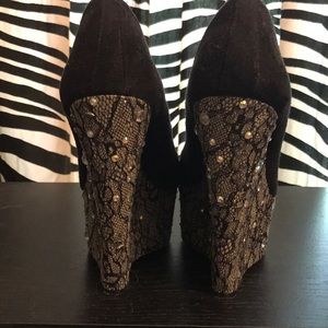 Black Lacey Wedges